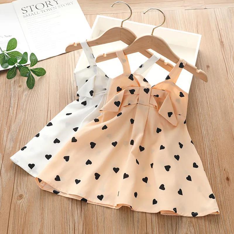 Sweet Halter Dress for Girls Summer Children Sleeveless Polka Dot Floral Princess Dress