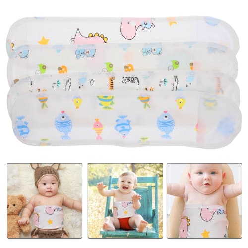 Healeved Baby Belly Bands, Newborn Belly Belts, Cooling Belly Support, Set of 4, Cotton, Adjustable Sizes, Cute Cartoon Design