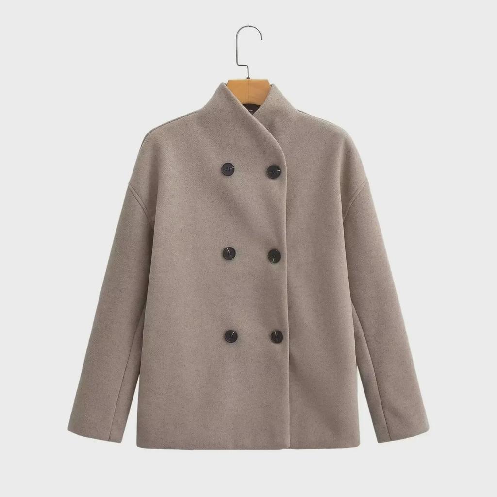 2024 Autumn/Winter Women's Two-Tone Wool Coat: European & American Street Fashion