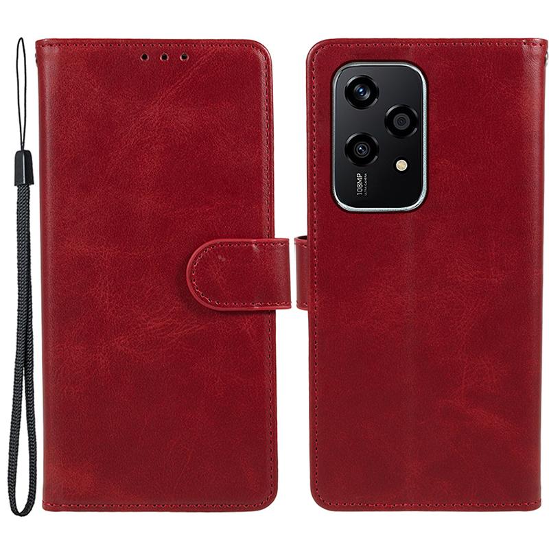 

For Honor 200 Lite Case Leather Wallet Phone Cover with Magnetic Clasp Red
