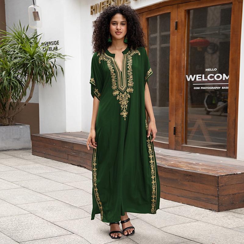 Cotton Embroidered Plus Size Beach Cover-up Dress