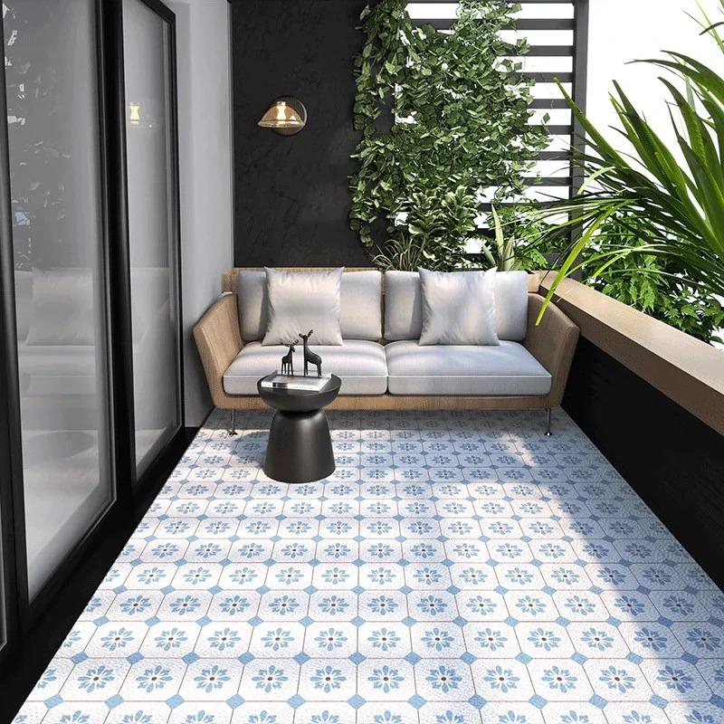 Vintage Plaid Kitchen Rug Geometric Carpets for Living Room Bedroom Decoration Waterproof Home Balcony Bathroom Floor Mat Decor