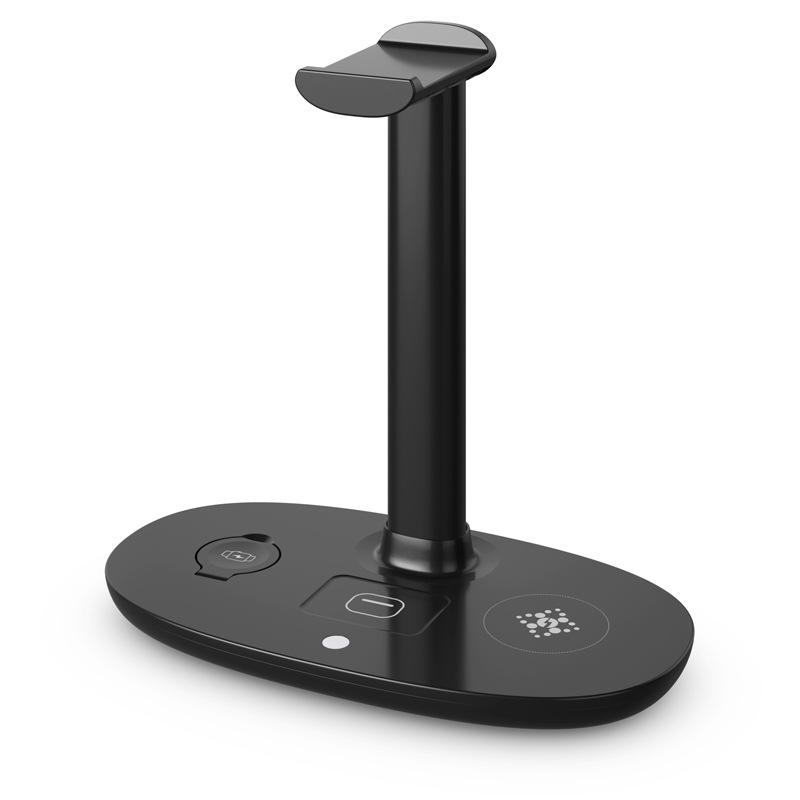 

QI-Certified Headphone Hanger with AirPods Max, Phone, and Watch Wireless Charging
