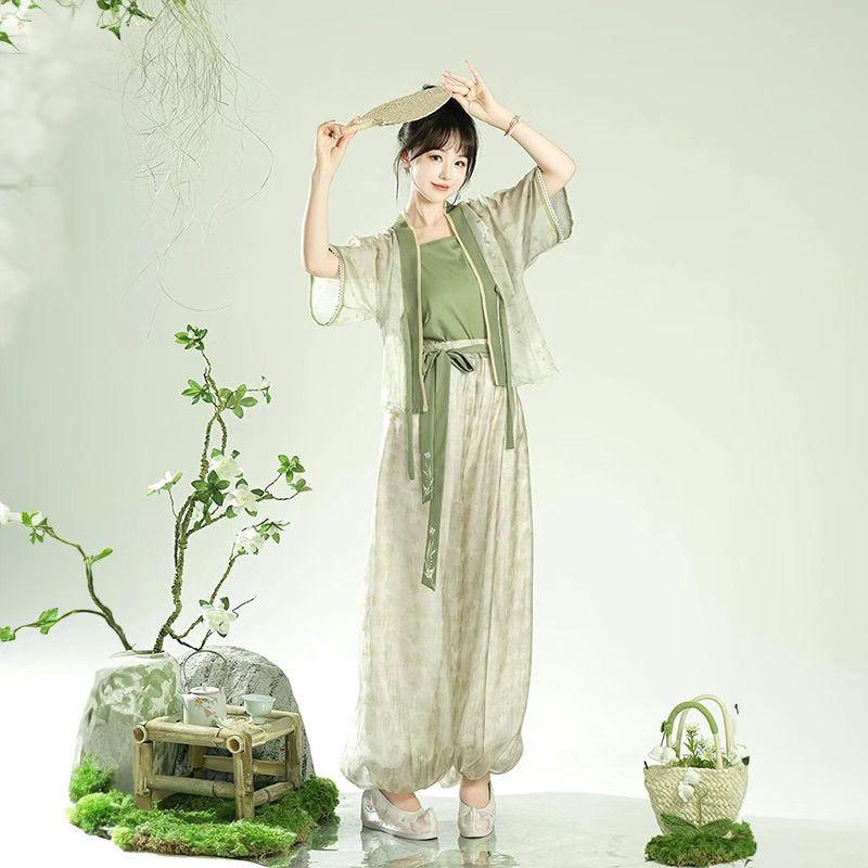 Micul iasomie tematică chinezească din dinastia Tang Hanfu Bloomers și costum de vară zilnic Tang Bei Zi
