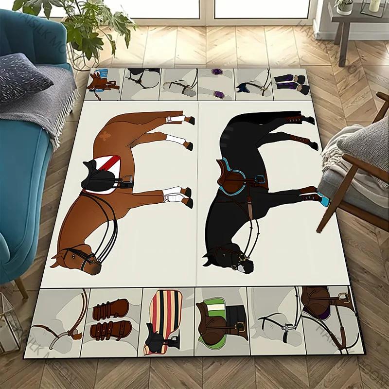 3D HD Vintage Horse Tack & Accessories Carpet for Living Room,Bedroom,Office Mat, Rug - Perfect Gift for Horse Equestrian Lovers