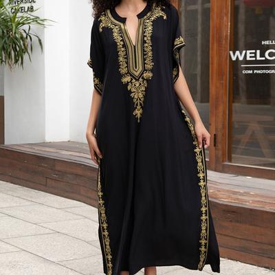 Жіноча мода, літо, весна, повсякденні сукні з квітковим візерунком, рукавами 1/2, V-подібним вирізом і вільною талією