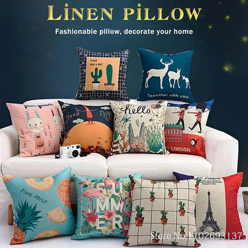 Fall Pumpkin Linen Blend Throw Pillow Cases Zipper Closure Decorative Pillow Covers For Living Room Bedroom Home Party Decor