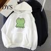 Frog Sweatshirt Unisex Hoodie Solid Color Pattern Autumn Winter Student Korean Style Warm for Daily Wear Loose