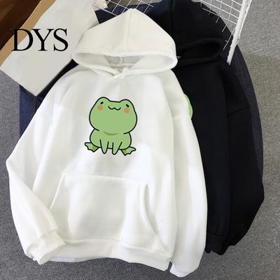 Bluza z Żabą Bluza z Kapturem Unisex Jednolity Kolor Wzór Jesień Zima Studencki Koreański Styl Ciepła do Codziennego Ubrania Luźna