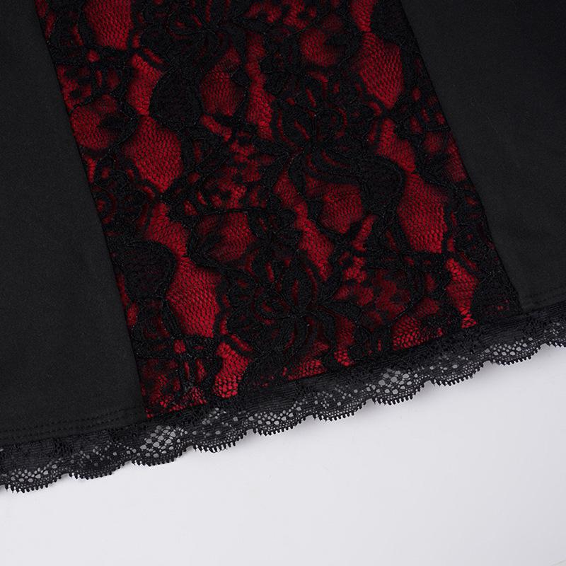 Tmavý styl Horká holka Krajka Patchwork Čtvercový výstřih Dlouhý rukáv Tričko - Nové Podzimní Zeštíhlující Základní vrstva Top