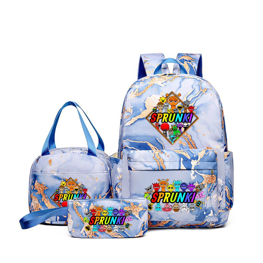 Rhythm Box Music Game Heat Transfer Backpack Sprunki Primary and Secondary School Students Children's Cute Schoolbag Three-piece Set