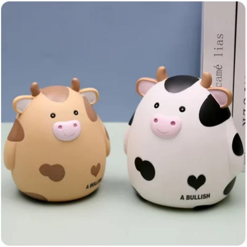 1PC Cute Cow Piggy Bank Money Plastic Coin For Attracting Money Jar Coins Money Box Large Savings Box Coins Child Brithday Gift