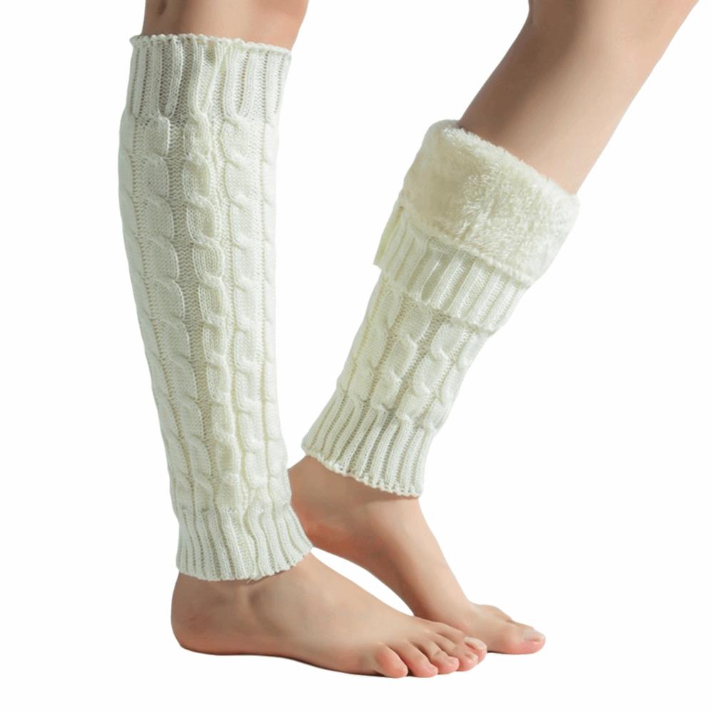 Solid Color Women Leg Warmers Double-Layered Foot Covers Knitting Leg Warmers  Cold Weather