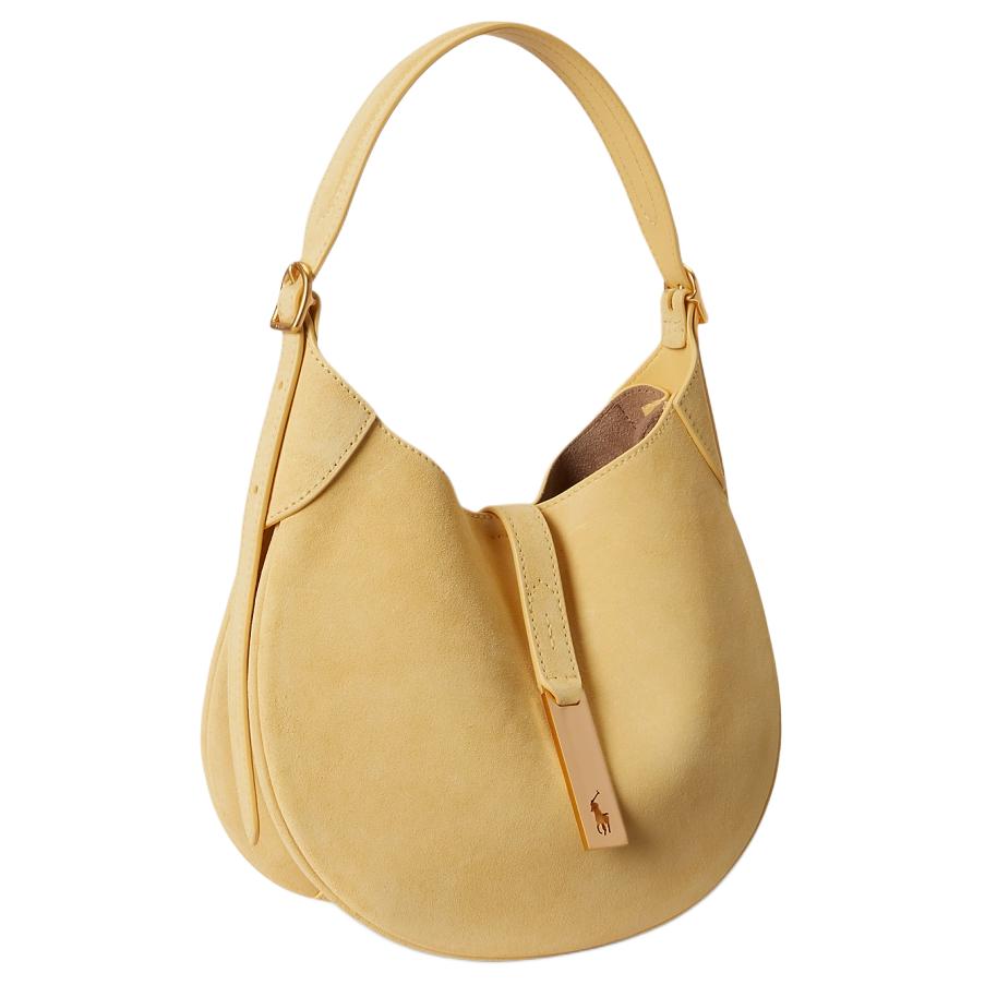 Polo Ralph Lauren Polo ID Brand Logo Cowhide Leather Shoulder Bag Small Women Shoulder Bag Lemon-Yellow WAPOBAG02V20223