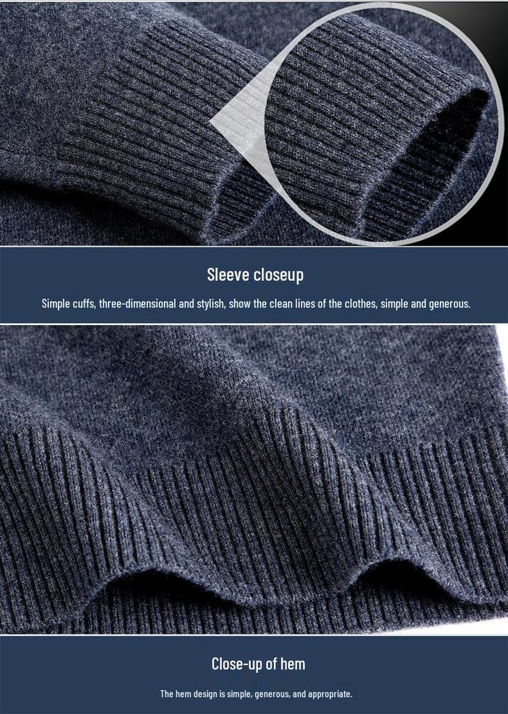 Men's V-Neck Argyle Cashmere Sweater - Thick, Warm Wool for Business or Casual Wear