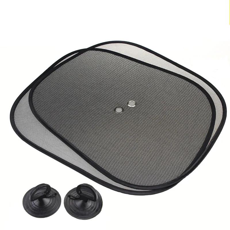 2Pcs Universal Windscreen Folding Sunshade Black Mesh Screen Rear Side Window Reflector Car Window Sunshade Car Accessories