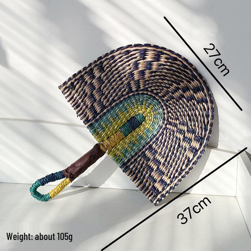 Vietnamese Seaweed Straw Fan: African-Style Wall Decor & Handheld Palm Leaf Fan
