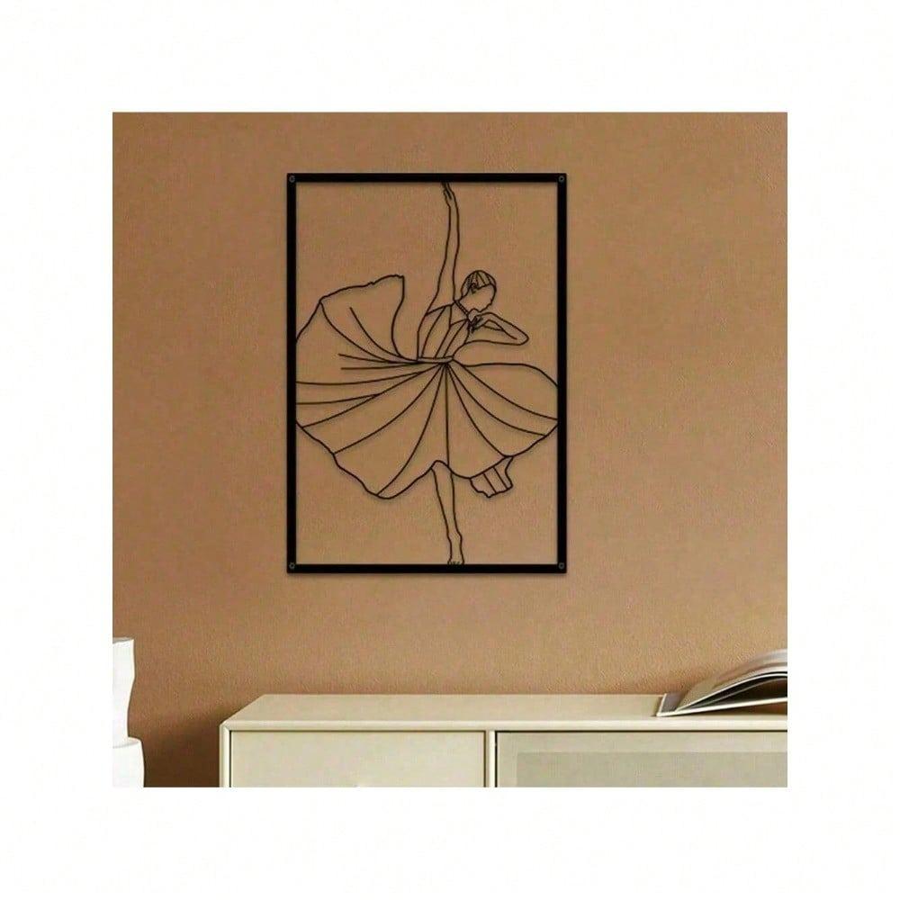 1pc Modern Minimalist Metal Wall Art Abstract Female Dancer Line Art Iron Sculpture for Living Room Bedroom Studio Home Decor