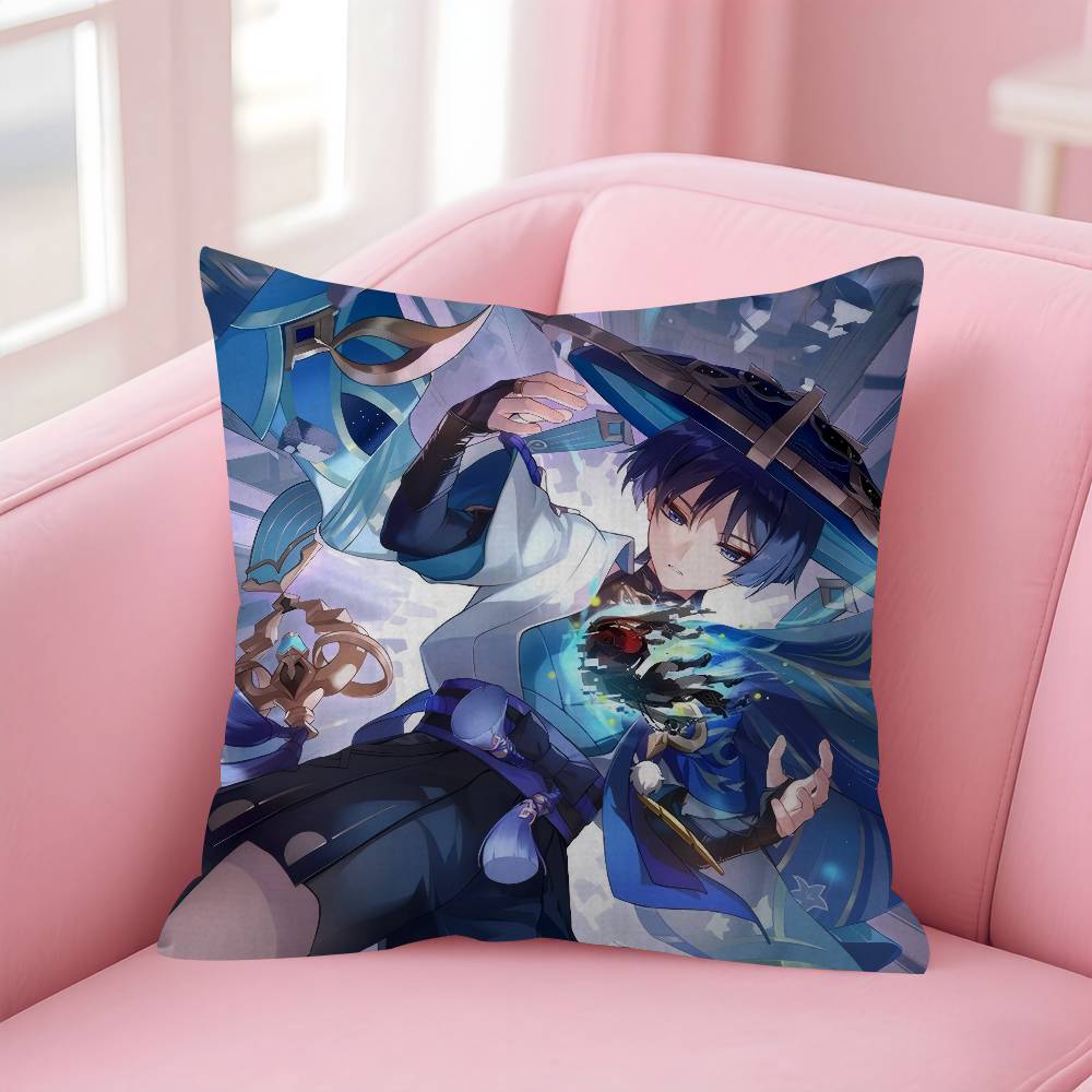 Games Genshin Impac Wanderer Cushion Cover Pillow Cover Decor Pillowcase Printed Cushion Case for Couch