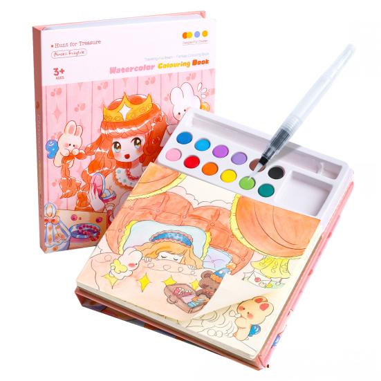 Aquarellmalbuch für Kinder mit vorgedruckten Pigmenten, kleckerfreier DIY-Malblock, pädagogische Kunstaktivität