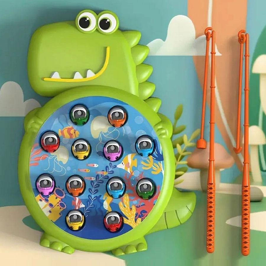 Magnetic Fishing Toy for Kids, Educational Early Learning Game, Parent-Child Interactive Fishing Board with Magnetic Rod for Boys and Girls (Green)