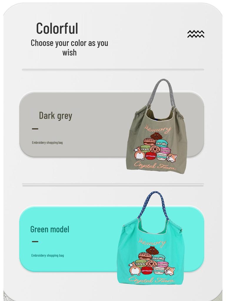 Umhängetasche aus Nylon mit Shiba Inu-Stickerei im japanischen Stil – Vielseitige Umhängetasche mit großem Fassungsvermögen für Damen.