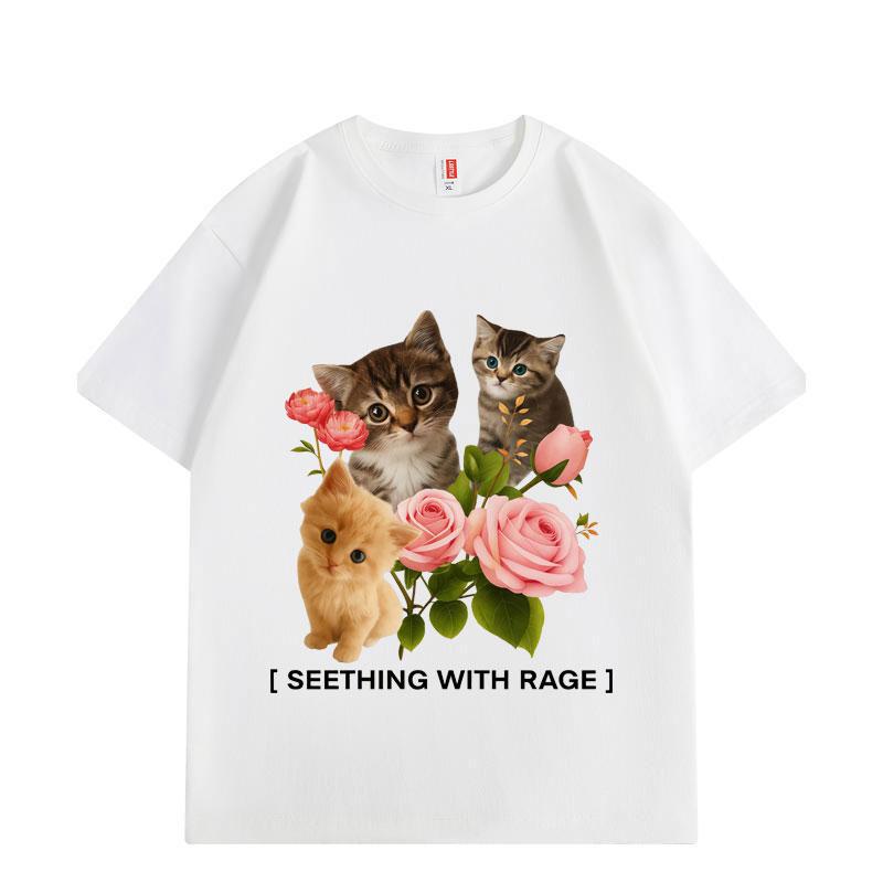 

Funny Seething Wlth Rage Cat Meme T-shirt Men Women Kawai Fashion Short Sleeve T-shirts Summer Cute Loose Cotton T Shirt S
