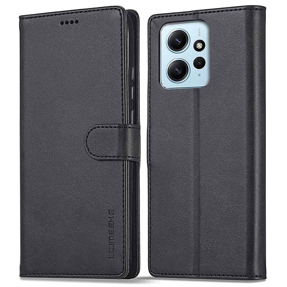 LC.IMEEKE For Xiaomi Redmi Note 12 4G Phone Wallet Case Calf Texture PU Leather Stand Phone Cover