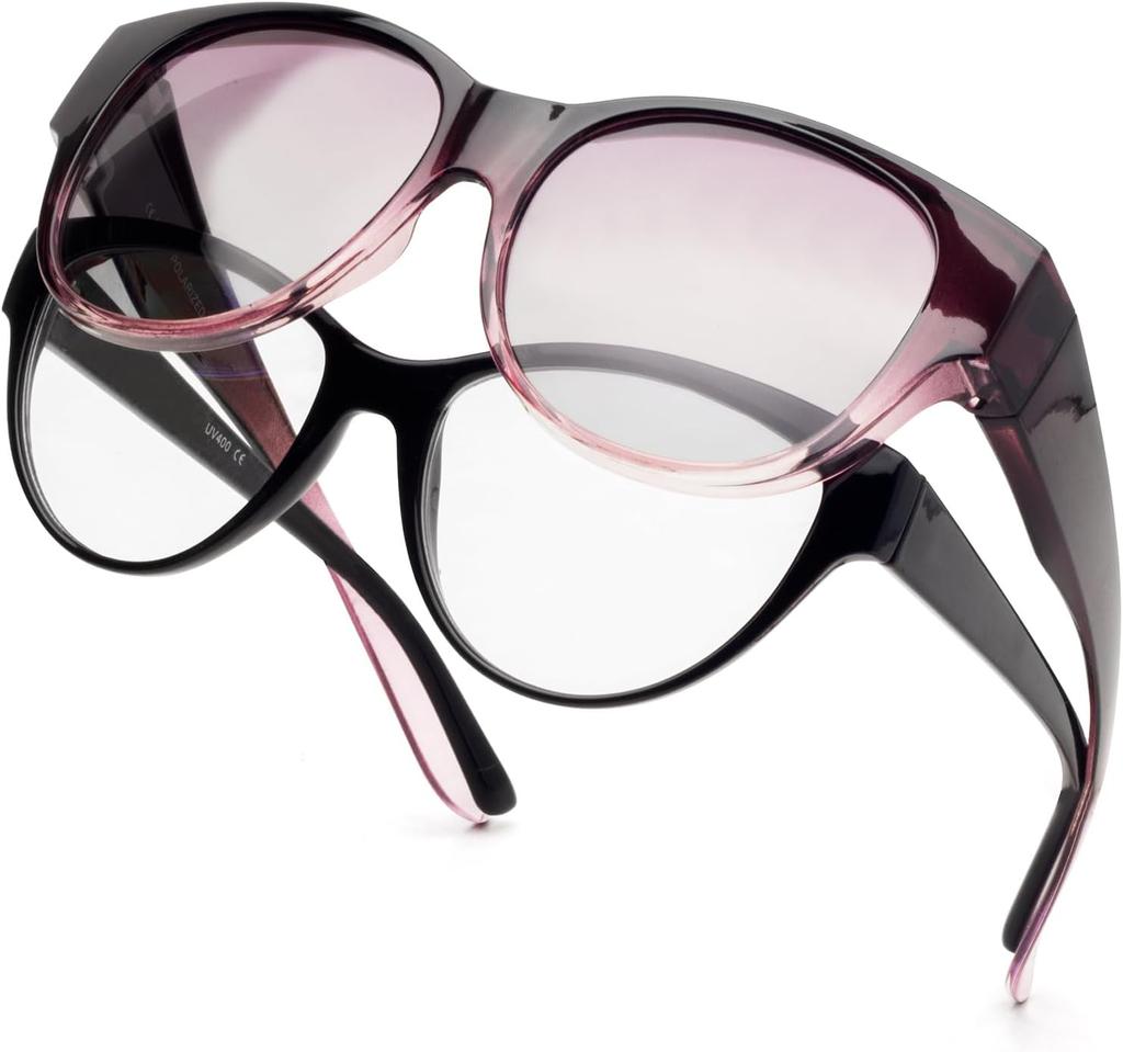 Occhiali da Sole Polarizzati Sovrapponibili Montatura in TR90 per Uomo Donna Da Mettere Sopra Occhiali da Sole Leggeri Sovradimensionati Quadrati Occhiali UV400