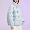 Li Ning Sports Fashion Series Solid Color Warm Stand Collar Short Down Jacket Women Jacket Blue AYMR506-3