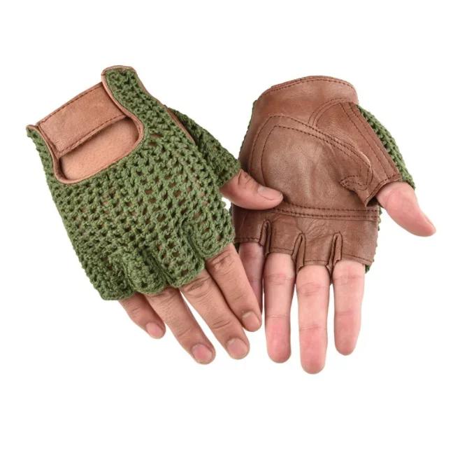 

Кожаные сетчатые перчатки без пальцев, перчатки для мотокросса, сетчатые перчатки для вождения автомобиля, тактические перчатки для мотоциклов, рабочие перчатки для велоспорта, мужские перчатки