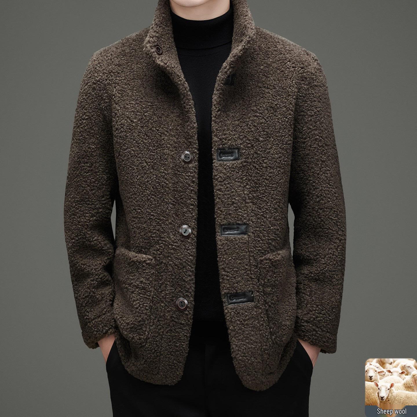 Men`s Double-Sided Wool Jacket with Leather