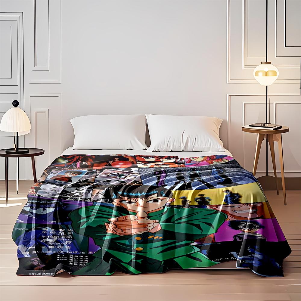 "Anime Collage with Green Uniform Hero Design" Flannel Blanket for Bedroom, Living Room, Sofa, and Nap Sofas.