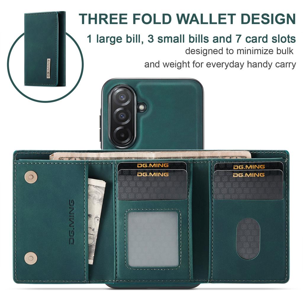 DG.MING M1 Series for Samsung Galaxy A26 5G Case Kickstand PU Phone Cover with Detachable Wallet