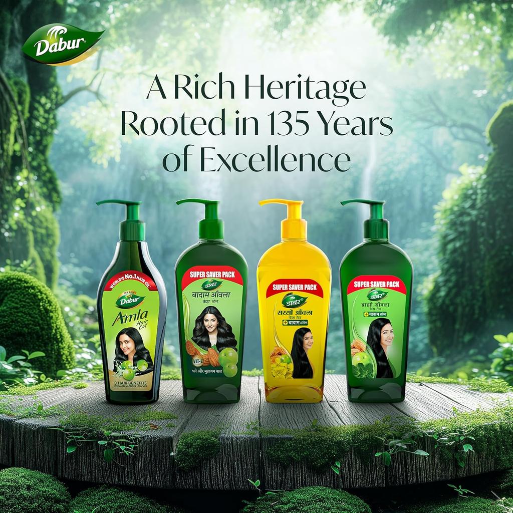 Dabur Brahmi Amla Hair Oil 600ml | Nourishing Hair Growth Oil With Almond Oil & Vitamin E | Strengthens Roots, Reduces Hair Fall & Enhances Shine