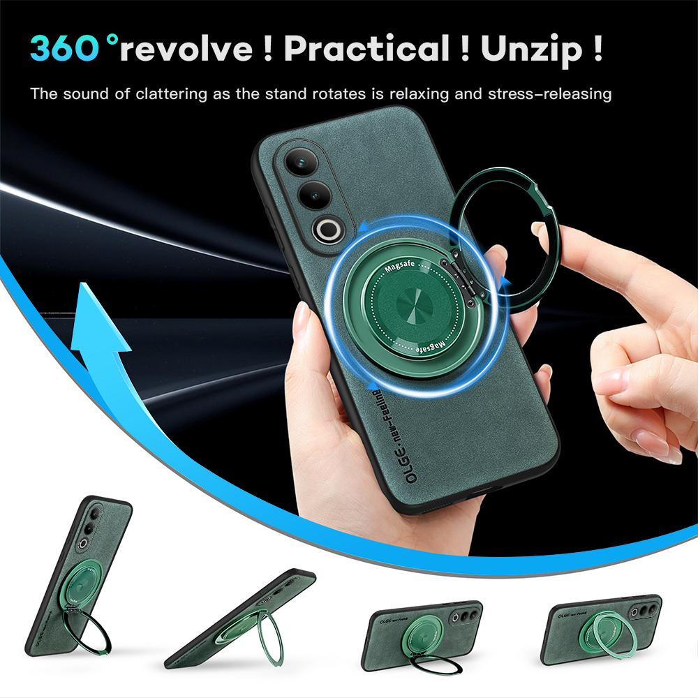 For OnePlus ACE 3 3V Fine Hole Sheepskin Swivel Bracket Magnetic Soft Edge Anti Drop Anti Fingerprint Phone Case