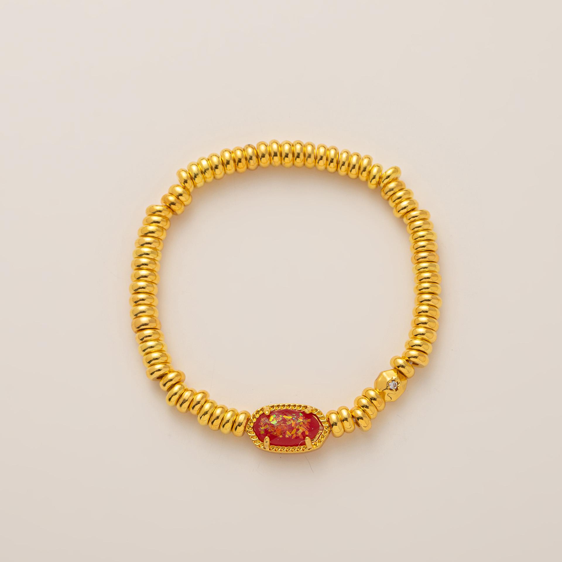 Women s Beaded Heart Bracelet - Elastic Peach Heart Jewelry with Silver, White Gold, and Pink Crystal.