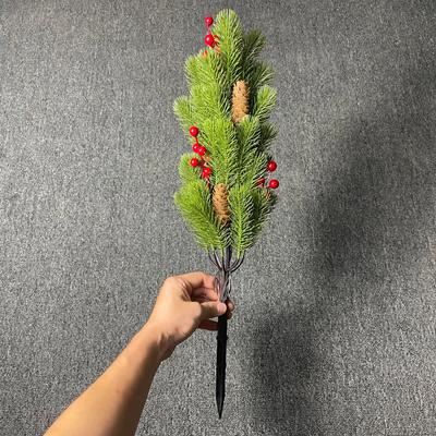 Pinecone Berry Branch Removable Plastic Artificial Pine Branch Ground Stake Decoration Flexible Holiday Outdoor Decor For Flower