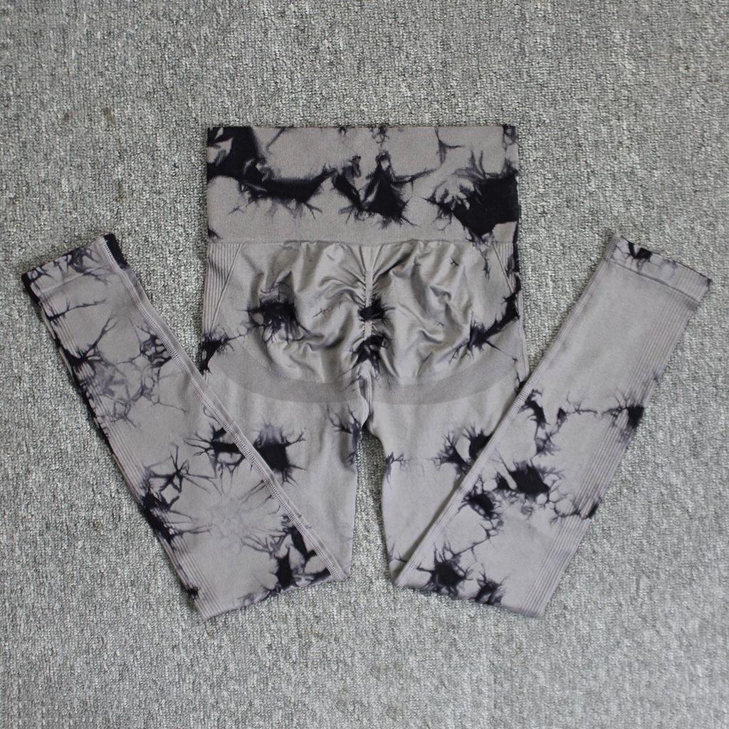 Exclusive Tie-Dye High-Waisted Peach Lift Yoga Pants - Seamless, Thick, and Long for Europe and America