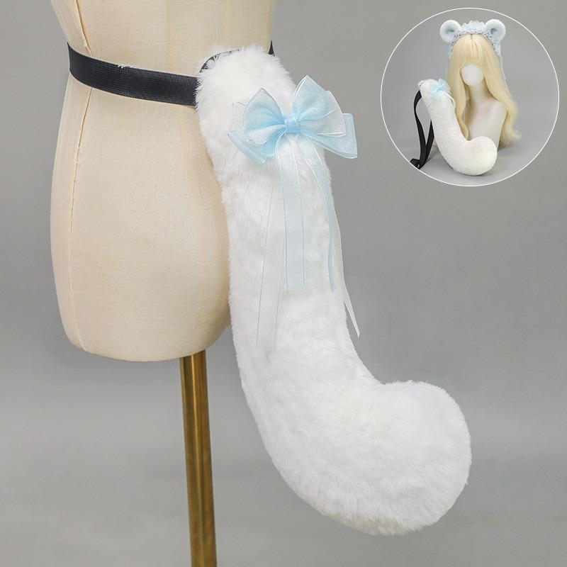 Handgemachte Hamsterohren Tierohren Stirnband Plüsch Niedlicher Hamster Kopfschmuck Lolita Fliegende Maus Stirnband Schwanz Set