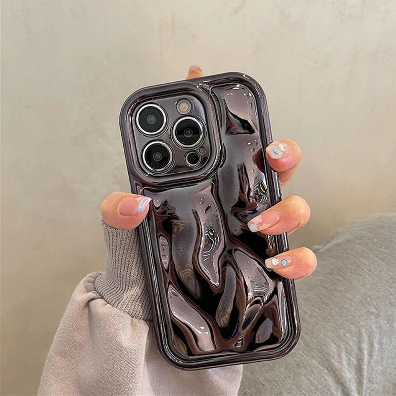 Luxury Glossy Laser Meteorite Texture Plating Case For iPhone 11 12 13 14 15 16 Pro Max XS XR 7 8 Plus  Fashion Shockproof Cover