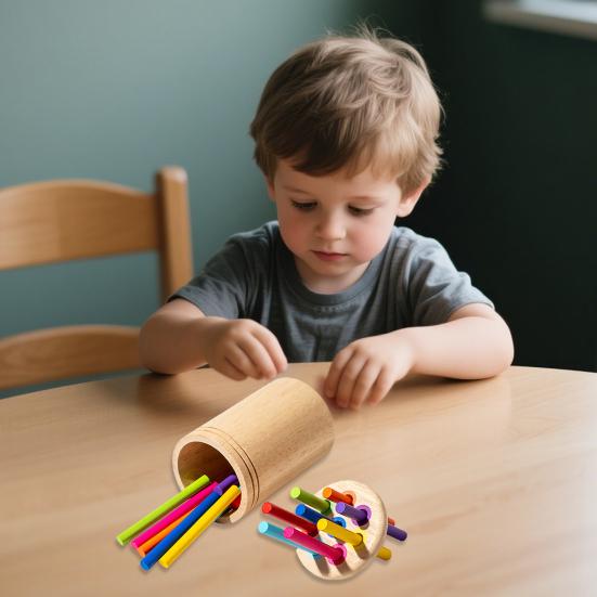 Wooden Learning Color Sorting Toy Eco-friendly Smooth Edge Burr-free Fine Motor Skills Sensory Toys Montessori Toys