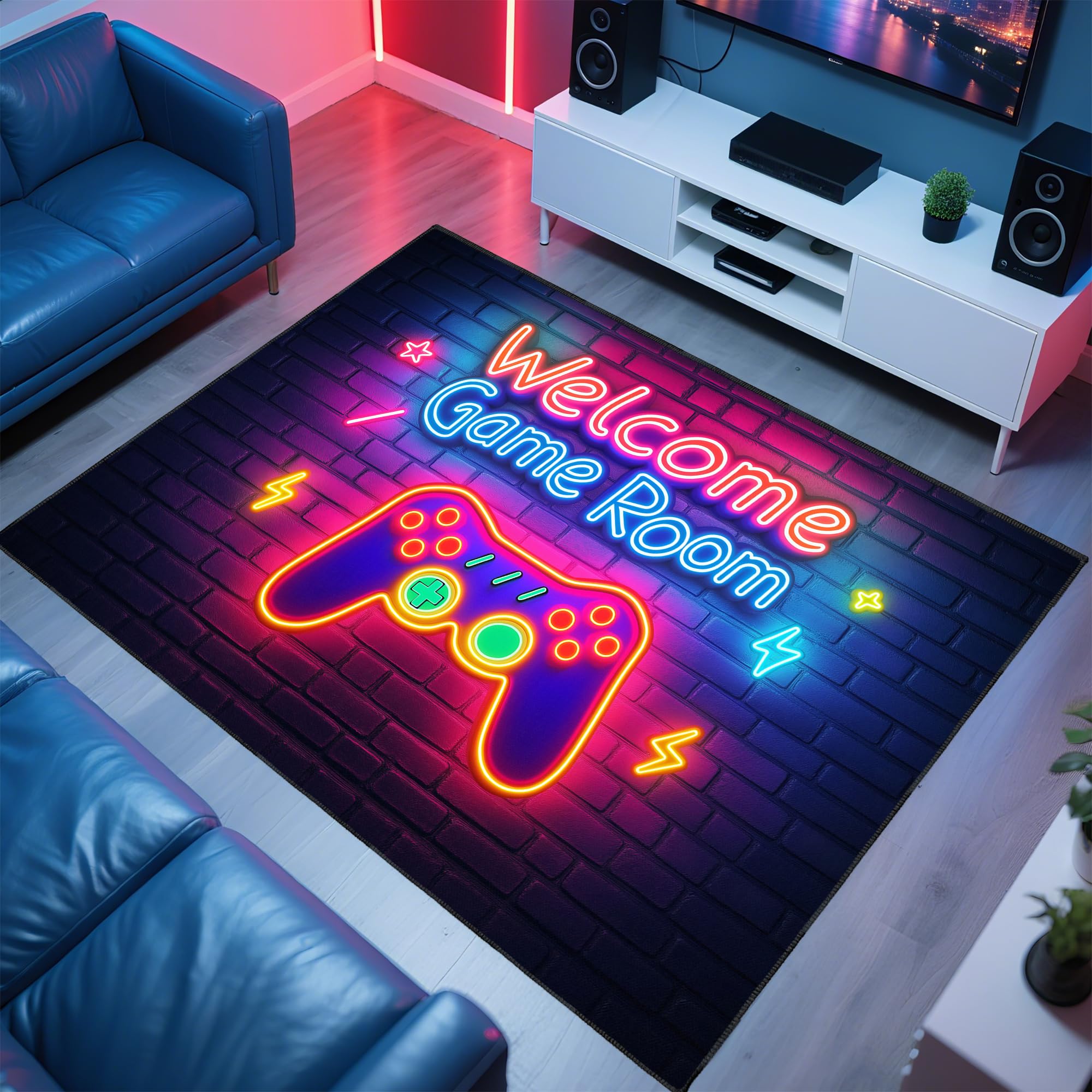 

Gaming Rug for Room,3 x5 Gamer Rugs with Non-Slip Backing,Game Room Carpet for Bedroom and Livingroom Decor 100cm x 120cm