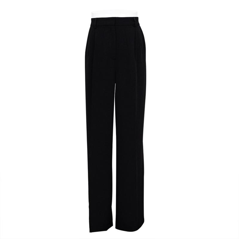 WTEMPO Blue Office Lady's Pants Loose Full Length Ladies Trousers Solid Casual High Waist Wide Leg Pants for Women
