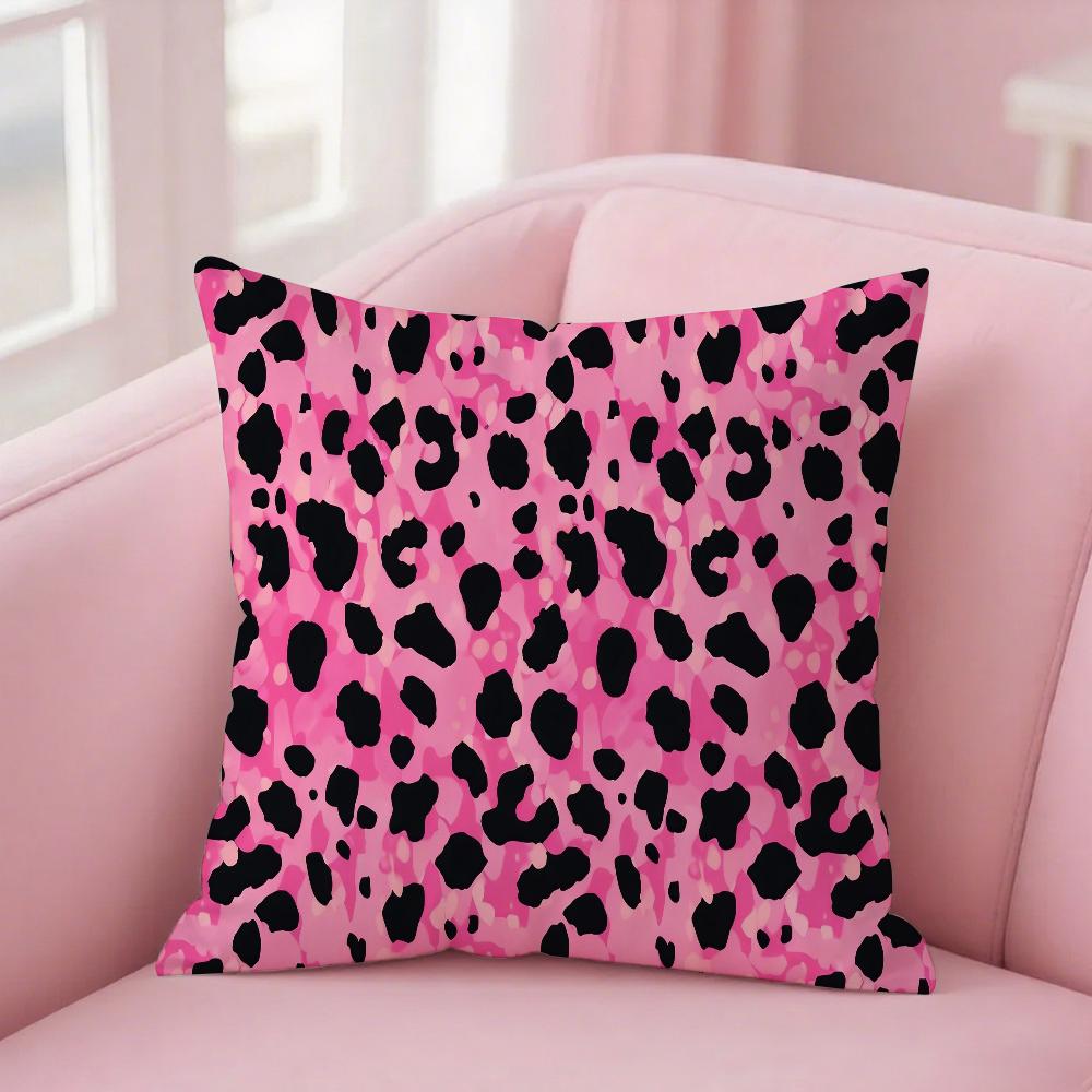 Pink Fashion Leopard Print Pattern Pillow Case PillowCover Square PillowCase Sofa With For Pattern Comfortable Cushionsuitable
