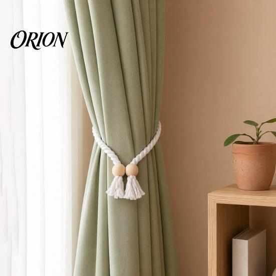 Reusable Magnetic Tiebacks 1Pc Boho Curtain Tieback, Twisted Rope Wooden Bead Quick Secure Ties Holders, Decorative Drapery Holdbacks for Bedroom