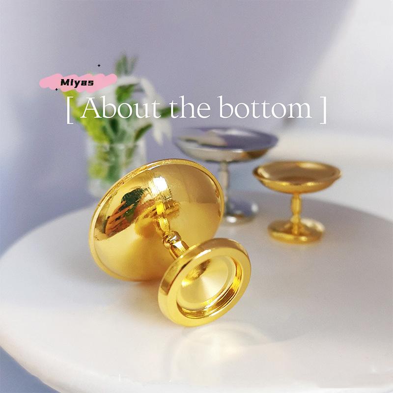 1Pc Miniature Dollhouse Metal Cake Dessert Tray Alloy Fruit Snack Tray Toy for Doll House Decoration