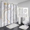 Marble Shower Curtain Sets Modern White Gold Bath Curtains 3D Luxury Toilet Cover Polyester Fabric Bathroom Accessories Sets