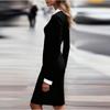 Women's Classic Color-blocking Long-sleeved Slimming Mid-length Dress