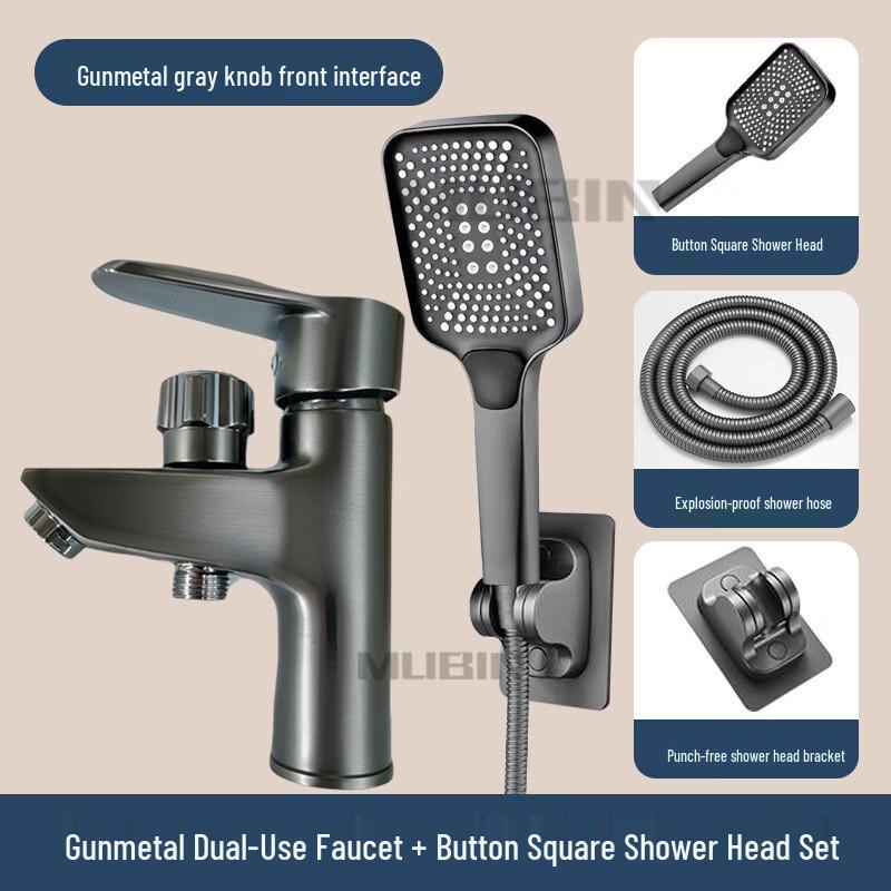 

OEING Gunmetal Grey Basin Faucet with Hand Shower Set
